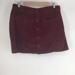 American Eagle High Rise Red Corduroy A Line Skirt